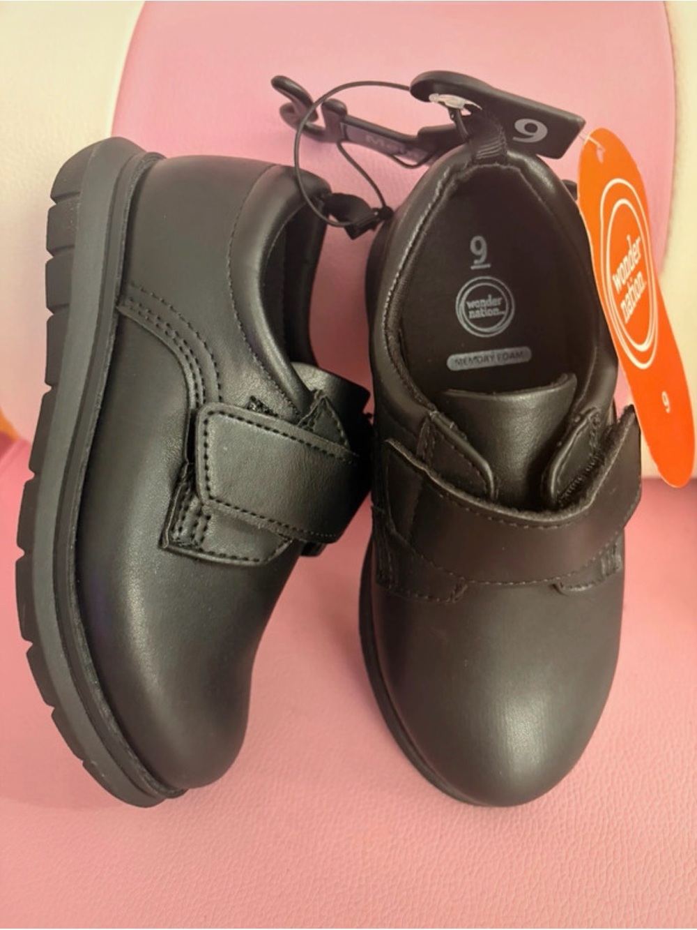 wonder nation Black Kids Hook-and-Loop Dress Shoes